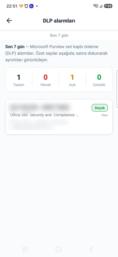 DLP Alarmları ekranı